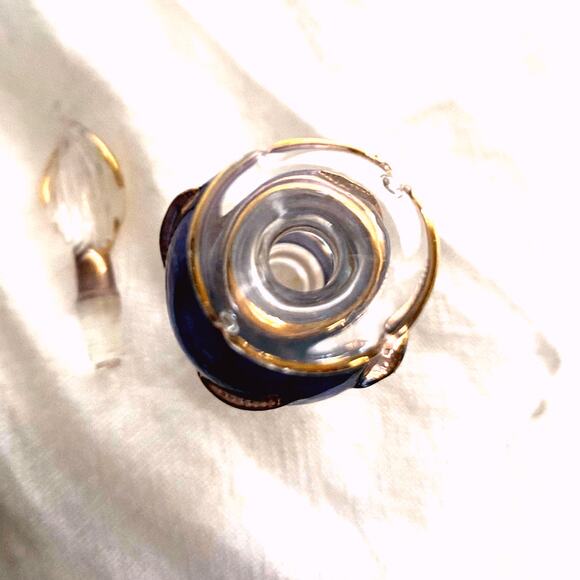 Vintage Egyptian perfume bottle hand blown blue glass with gold guilt - Picture 4 of 9